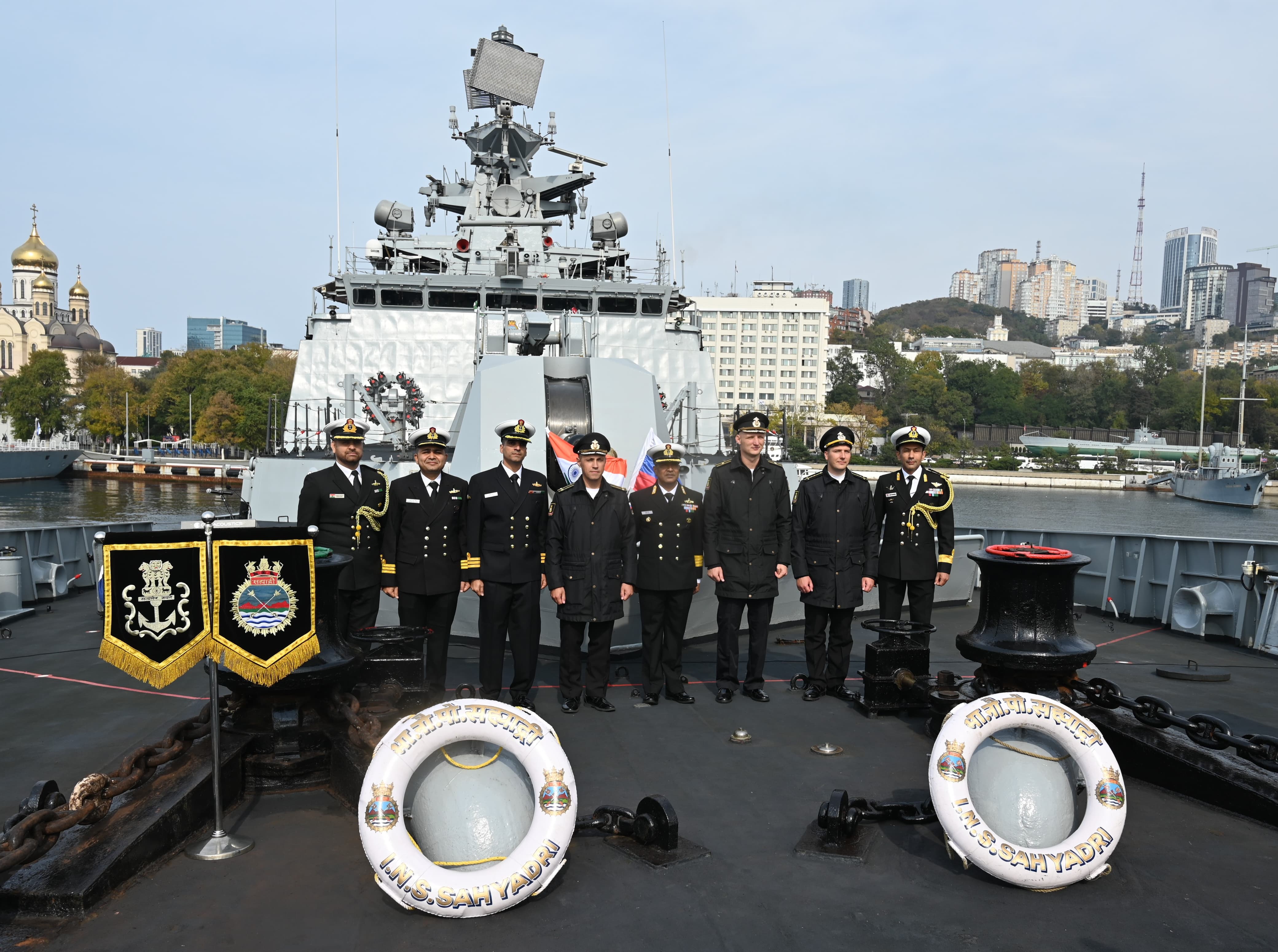Indian Naval Ship Sahyadri Arrives at Vladivostok Russia for Bilateral Exercise Indra-2026